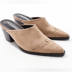 Glamorous Taupe Pointed Mule Heels Size 8